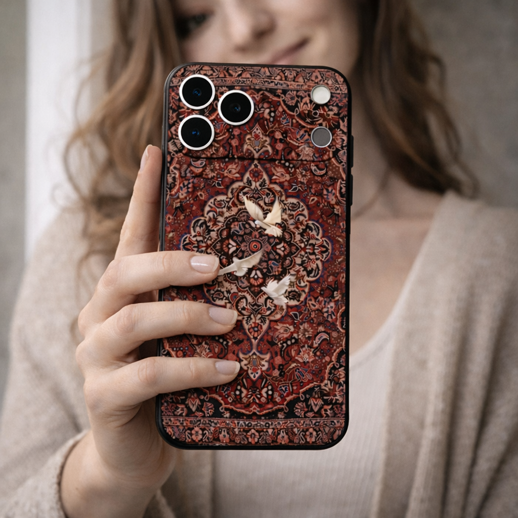 Vintage Medallion Carpet Phone Case with Dove Detail