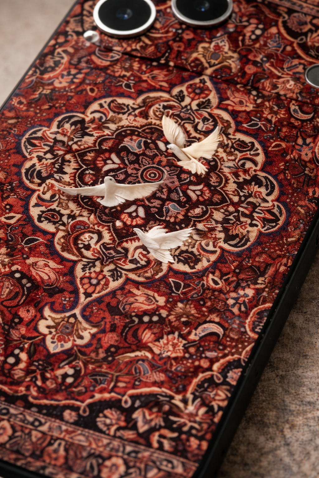 Vintage Medallion Carpet Phone Case with Dove Detail