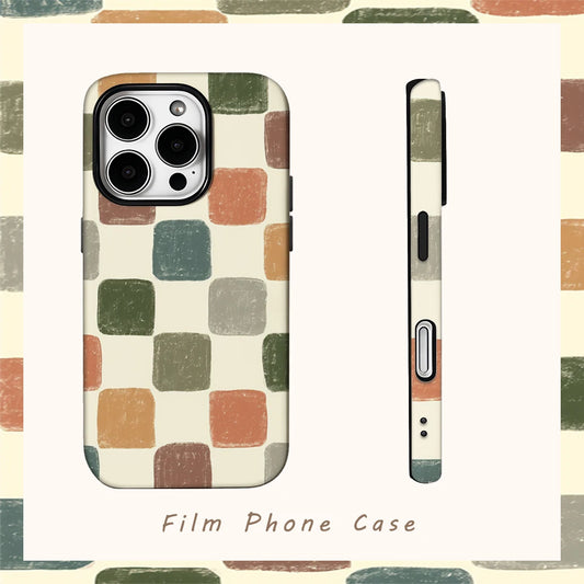 Retro Colored Bricks Phone Case for IPhone 16 15 14 13 12 11 X XS XR XSMAX 7 8 Pro Max Plus Double-layer Back Cover