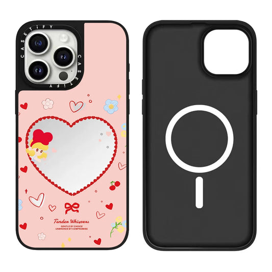 Magnetic Love Heart Bow Girl Series iPhone17 pro Phone Case Compatible for iPhone17/16/15 Cute Feminine Design Mobile Accessory