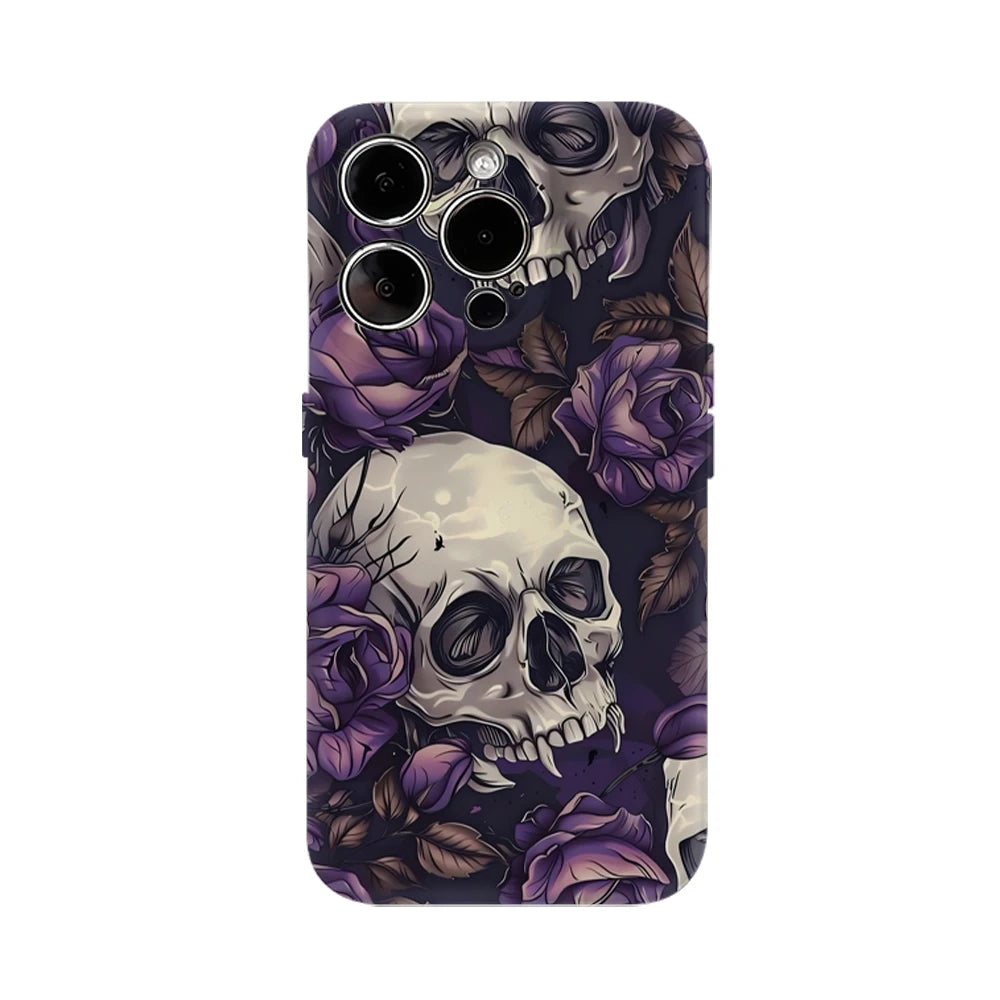 Skulls and Purple Roses IPhone17 Must-Haves Phone Case for IPhone 17 16 15 14 13 12 11 Pro Max Plus Double-layer Back Cover