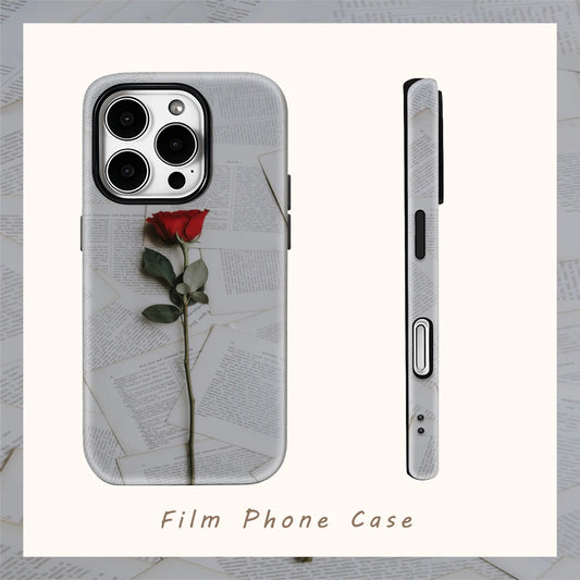 Roses and Pages Phone Case for IPhone 16 15 14 13 12 11 X XS XR XSMAX 7 8 Pro Max Plus Double-layer Back Cover