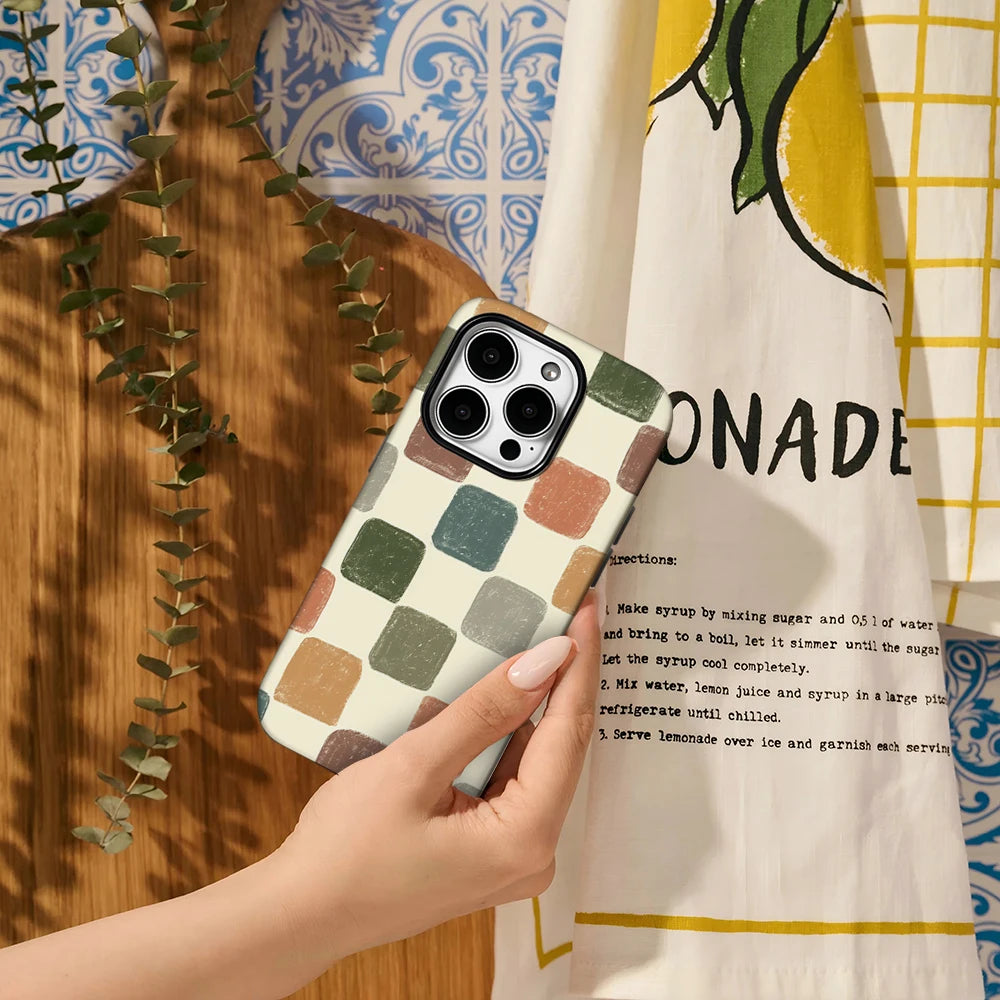 Retro Colored Bricks Phone Case for IPhone 16 15 14 13 12 11 X XS XR XSMAX 7 8 Pro Max Plus Double-layer Back Cover