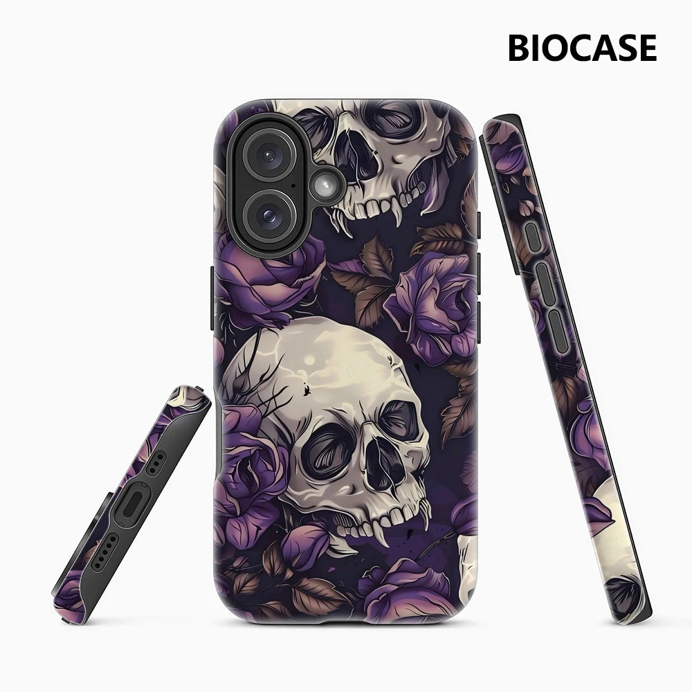 Skulls and Purple Roses IPhone17 Must-Haves Phone Case for IPhone 17 16 15 14 13 12 11 Pro Max Plus Double-layer Back Cover