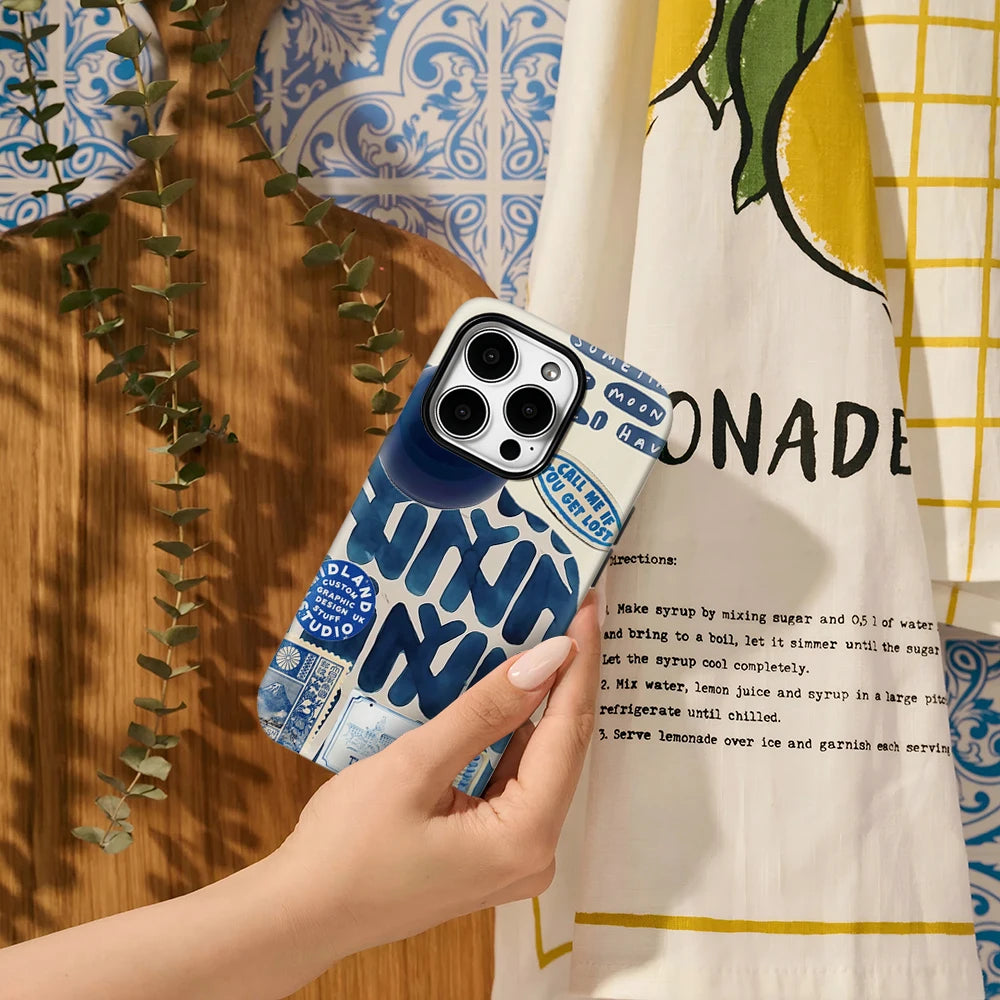 Fragments of Blues Art Phone Case for IPhone 16 15 14 13 12 11 X XS XR XSMAX 7 8 Pro Max Plus Double-layer Back Cover