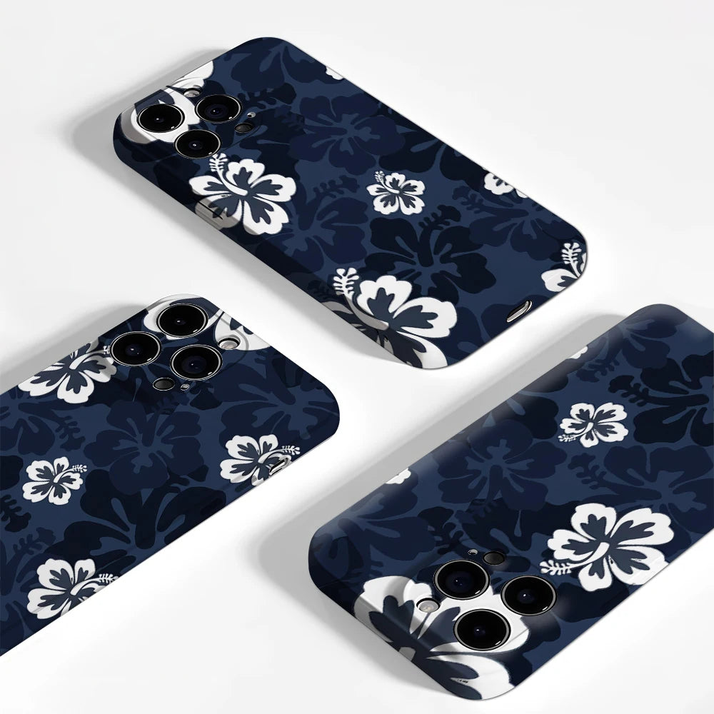 Blue Hibiscus IPhone17 Must-Haves Phone Case for IPhone 17 16 15 14 13 12 15 Pro Max Plus Double-layer Back Cover