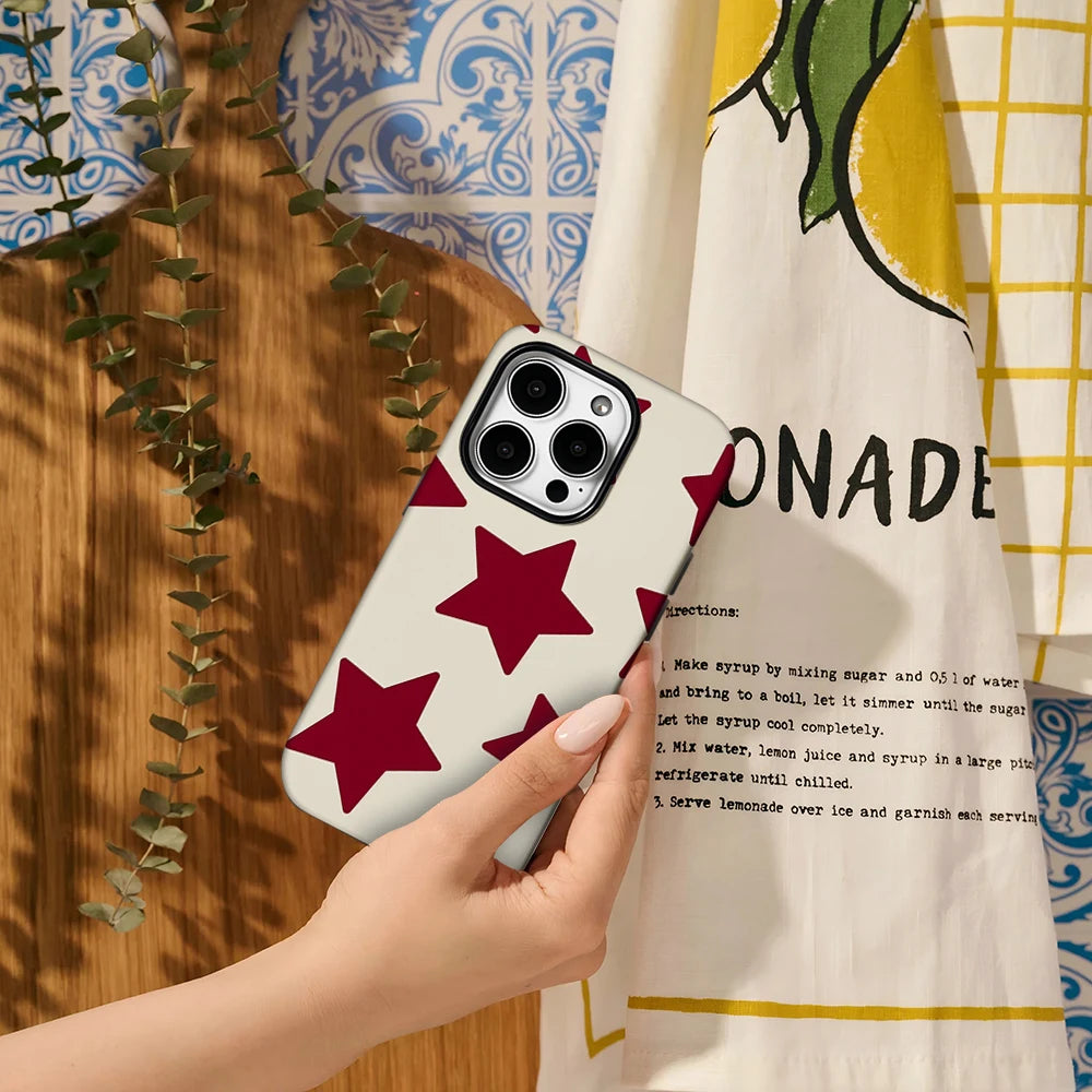 Cream Red Heart Phone Case for IPhone 16 15 14 13 12 11 X XS XR XSMAX 7 8 Pro Max Plus Double-layer Back Cover