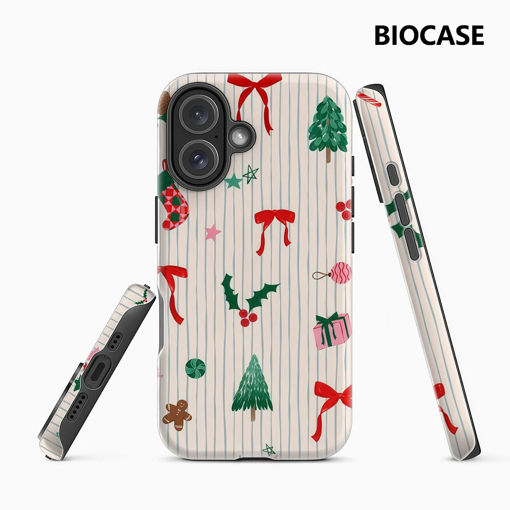 Christmas Elements Stripes IPhone17 Must-Haves Phone Case for IPhone 17 16 15 14 13 12 Pro Max Plus Double-layer Back Cover