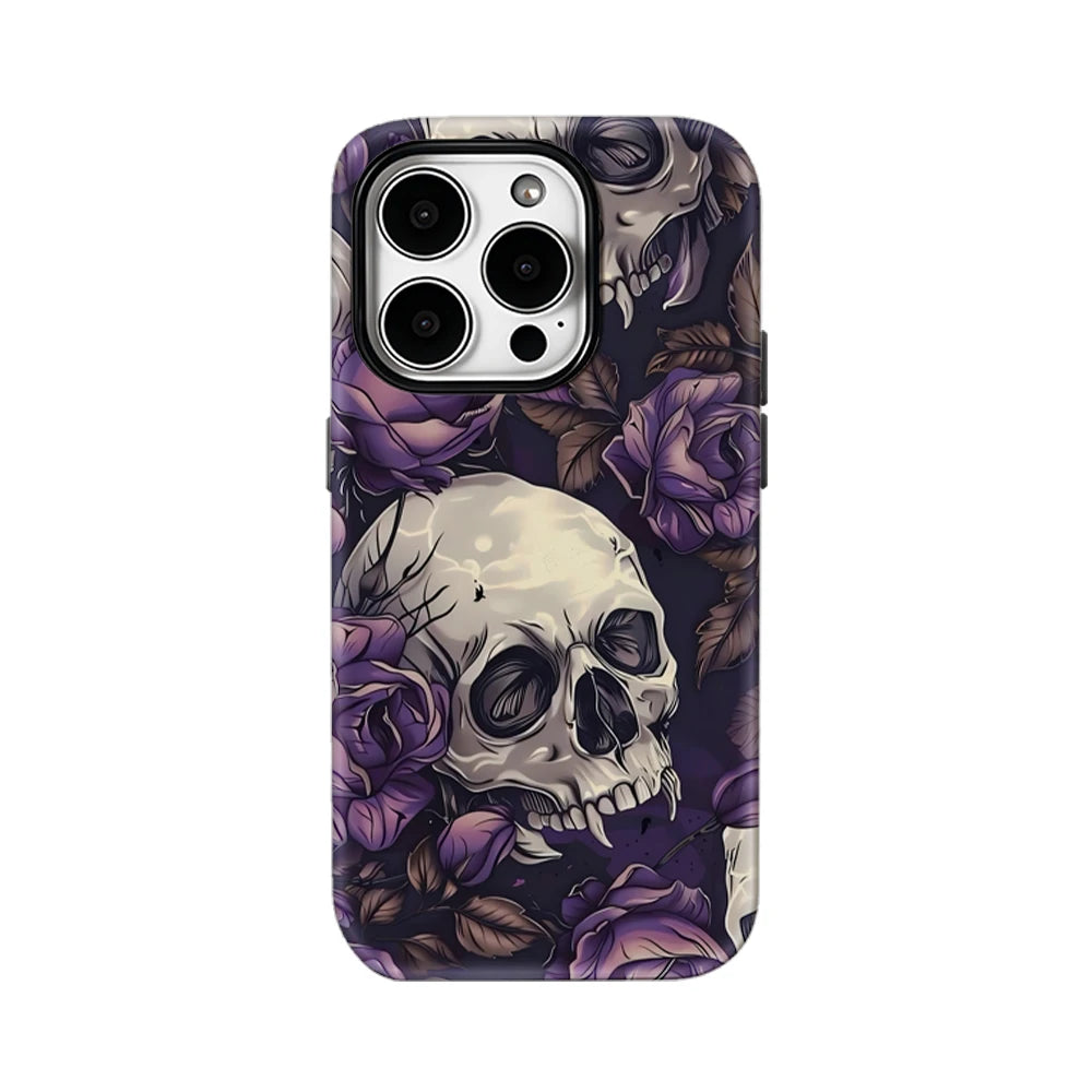 Skulls and Purple Roses IPhone17 Must-Haves Phone Case for IPhone 17 16 15 14 13 12 11 Pro Max Plus Double-layer Back Cover