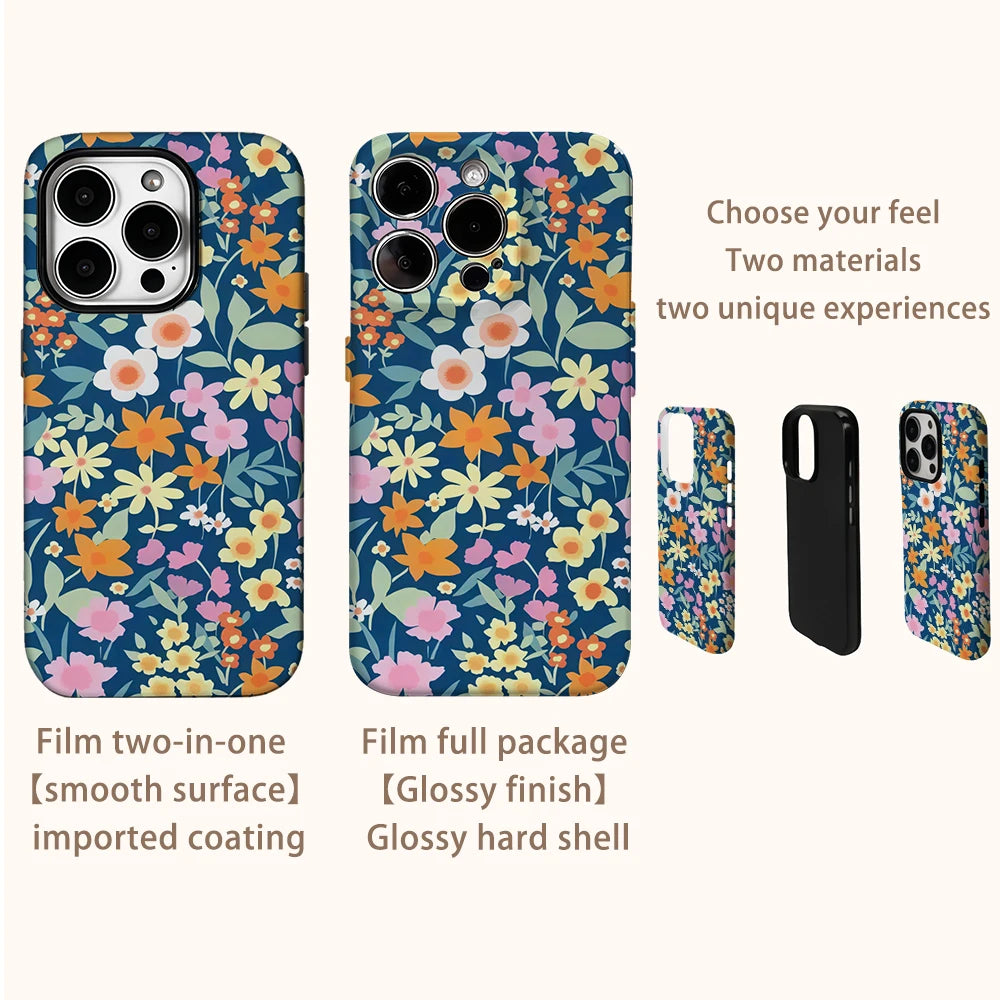 Full Bloom Phone Case for IPhone 16 15 14 13 12 11 X XS XR XSMAX 7 8 Pro Max Plus Double-layer Back Cover