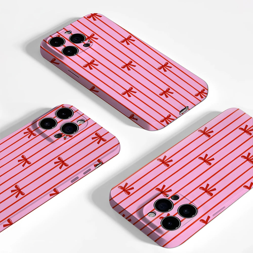 Pretty Pink & Red Bow Pattern IPhone17 Must-Haves Phone Case for IPhone 17 16 15 14 13 12 Pro Max Plus Double-layer Back Cover