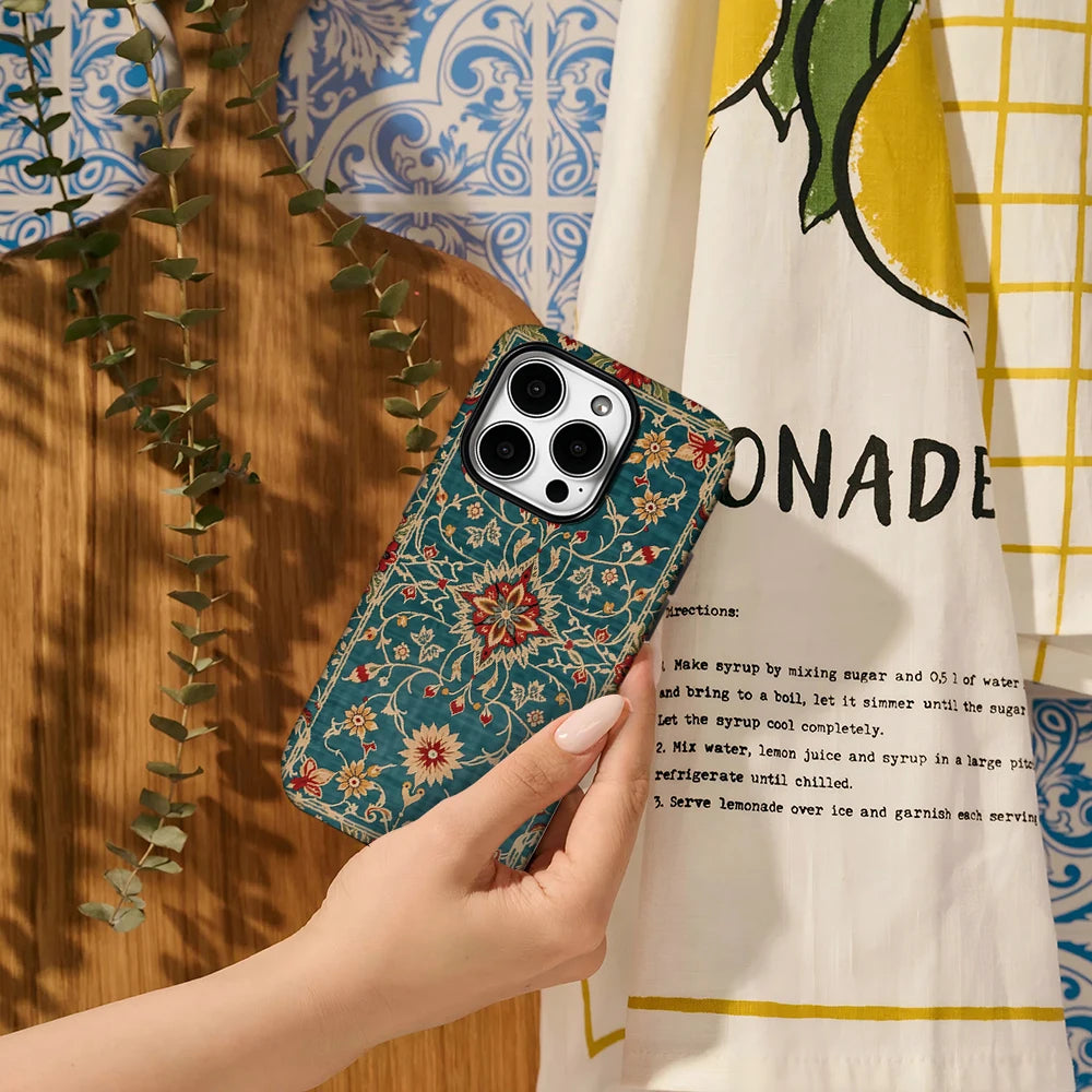 Retro Turkish Persian Style Phone Case for IPhone 16 15 14 13 12 11 X XS XR XSMAX 7 8 Pro Max Plus Double-layer Back Cover