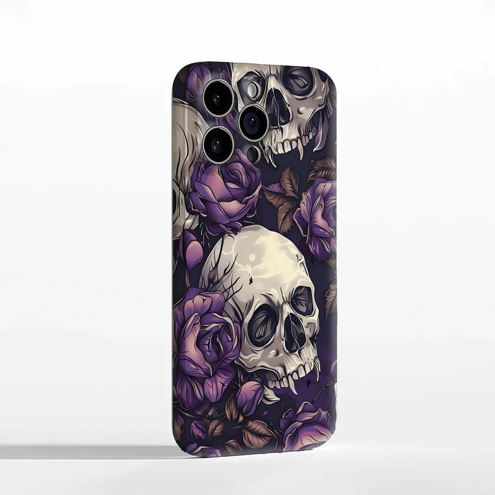 Skulls and Purple Roses IPhone17 Must-Haves Phone Case for IPhone 17 16 15 14 13 12 11 Pro Max Plus Double-layer Back Cover