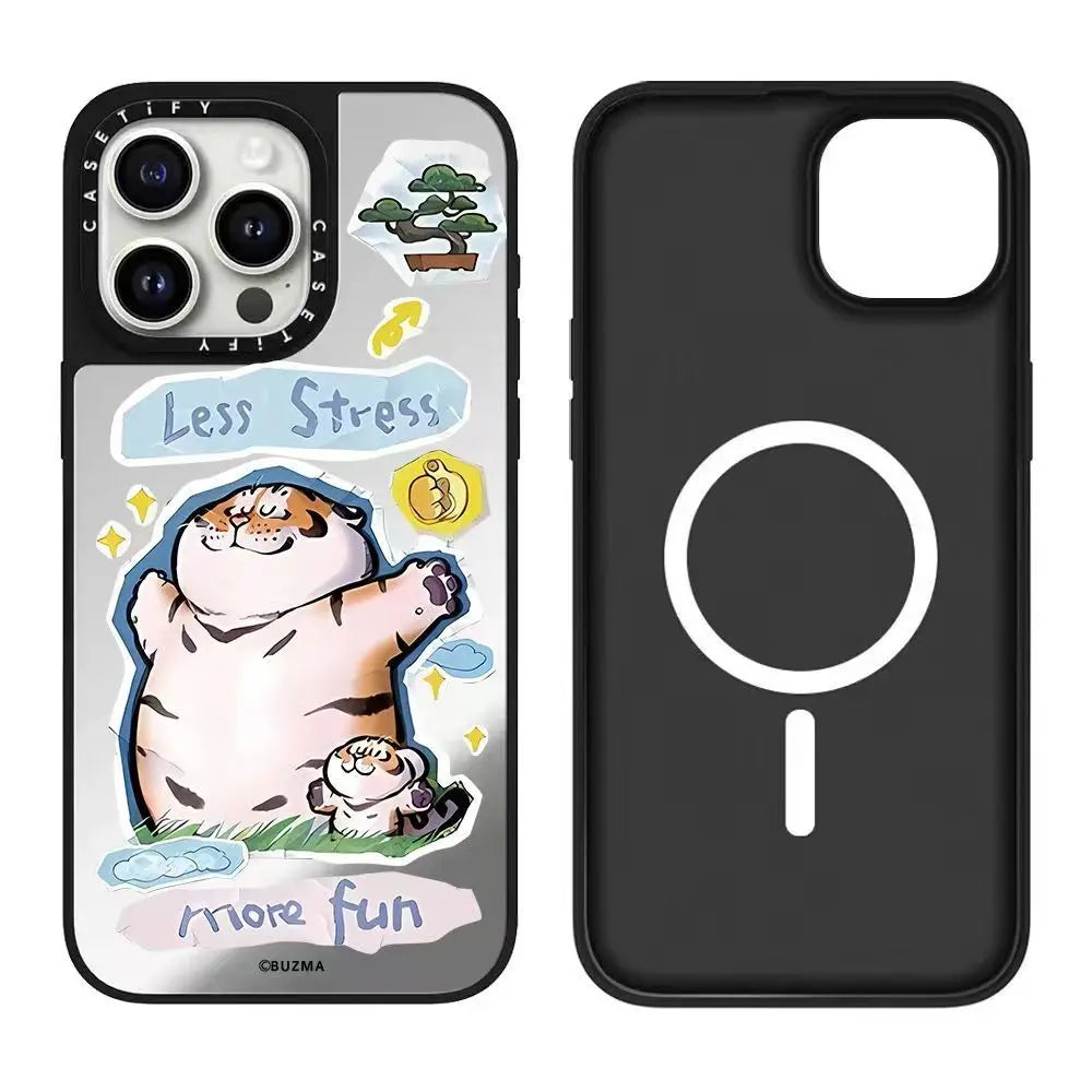 The Obese Little Tiger Series iPhone16promax phone case is compatible for iPhone15/14/13 mirror finishes.