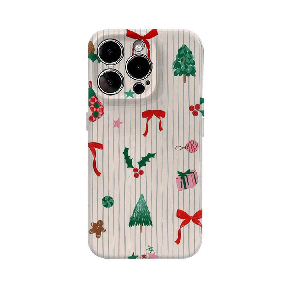 Christmas Elements Stripes IPhone17 Must-Haves Phone Case for IPhone 17 16 15 14 13 12 Pro Max Plus Double-layer Back Cover