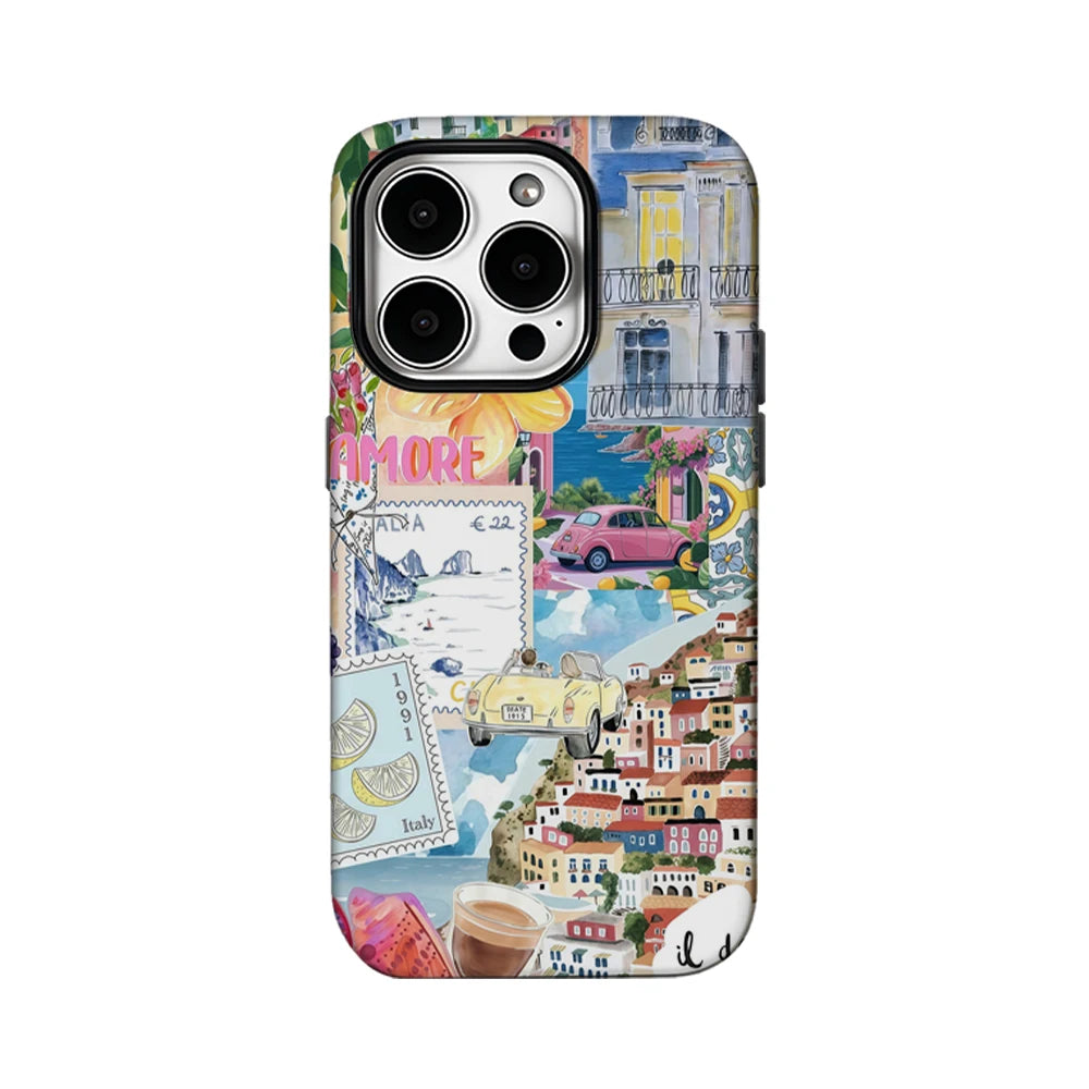 Italian Town Walk Phone Case for IPhone 16 15 14 13 12 11 X XS XR XSMAX 7 8 Pro Max Plus Double-layer Back Cover