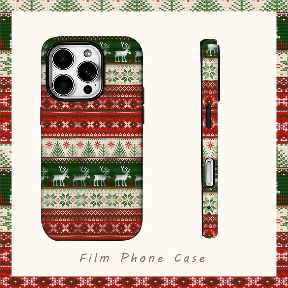 Christmas Elk Party Phone Case for IPhone 16 15 14 13 12 11 X XS XR XSMAX 7 8 Pro Max Plus Double-layer Back Cover