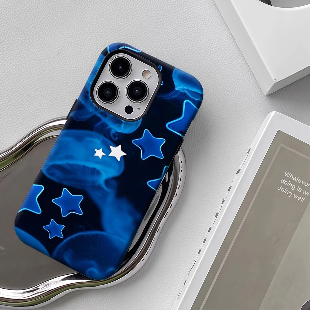 Blue Jellyfish & Stars IPhone17 Must-Haves Phone Case for IPhone 17 16 15 14 13 12 11 Pro Max Plus Double-layer Back Cover