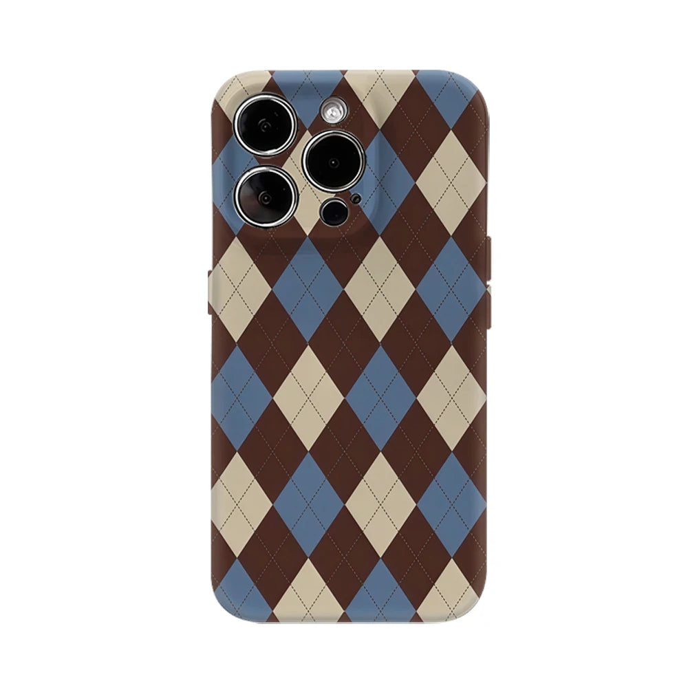 Vintage Diamond Plaid IPhone17 Must-Haves Phone Case for IPhone 17 16 15 14 13 12 Pro Max Plus Double-layer Back Cover