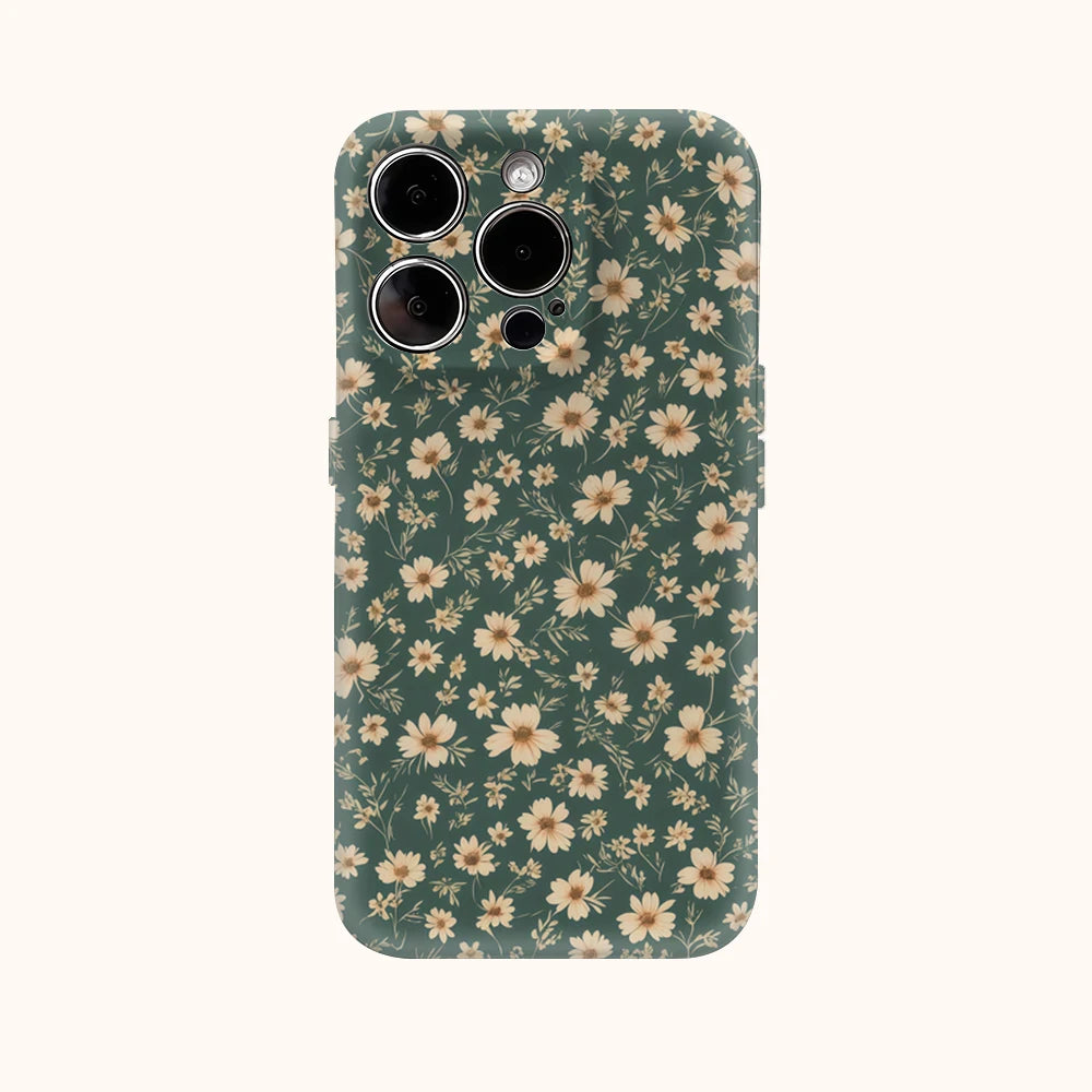 Small Green Flower Pattern Phone Case for IPhone 16 15 14 13 12 11 X XS XR XSMAX 7 8 Pro Max Plus Double-layer Back Cover