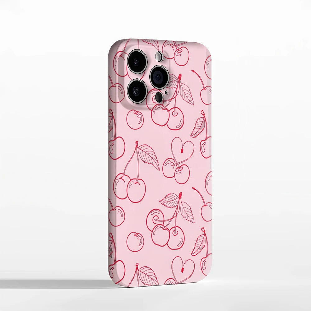 Cherry Outline IPhone17 Must-Haves Phone Case for IPhone 17 16 15 14 13 12 35 Pro Max Plus Double-layer Back Cover