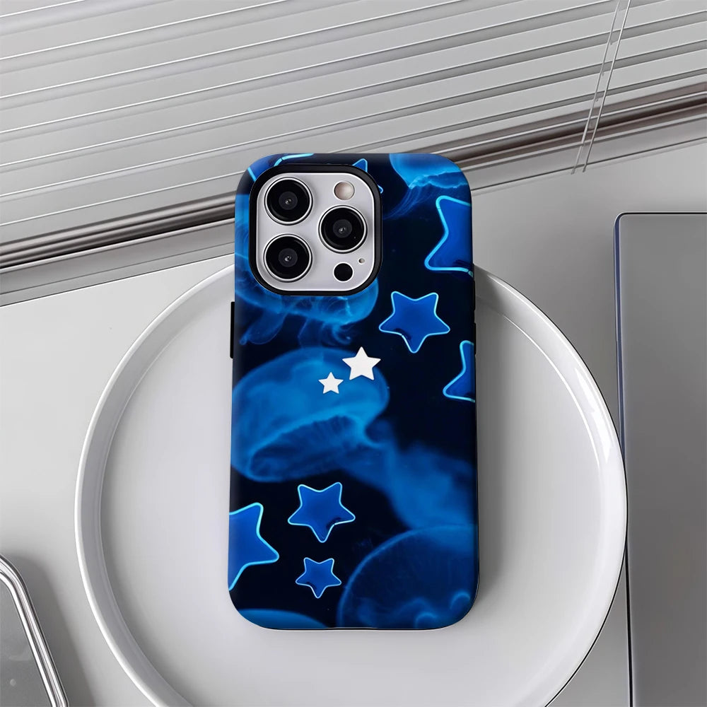 Blue Jellyfish & Stars IPhone17 Must-Haves Phone Case for IPhone 17 16 15 14 13 12 11 Pro Max Plus Double-layer Back Cover
