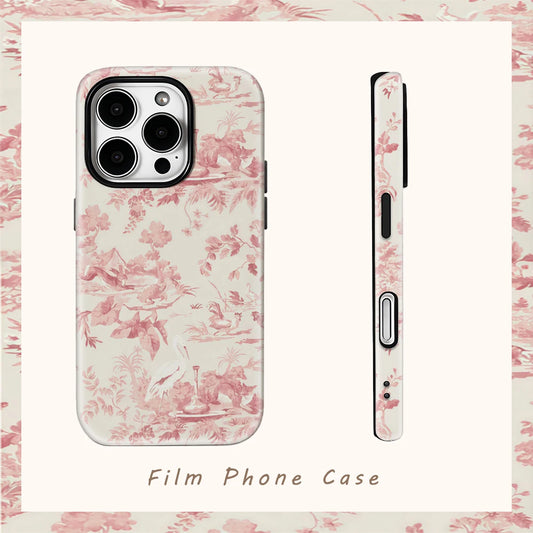 Pink Pastoral Phone Case for IPhone 16 15 14 13 12 11 X XS XR XSMAX 7 8 Pro Max Plus Double-layer Back Cover