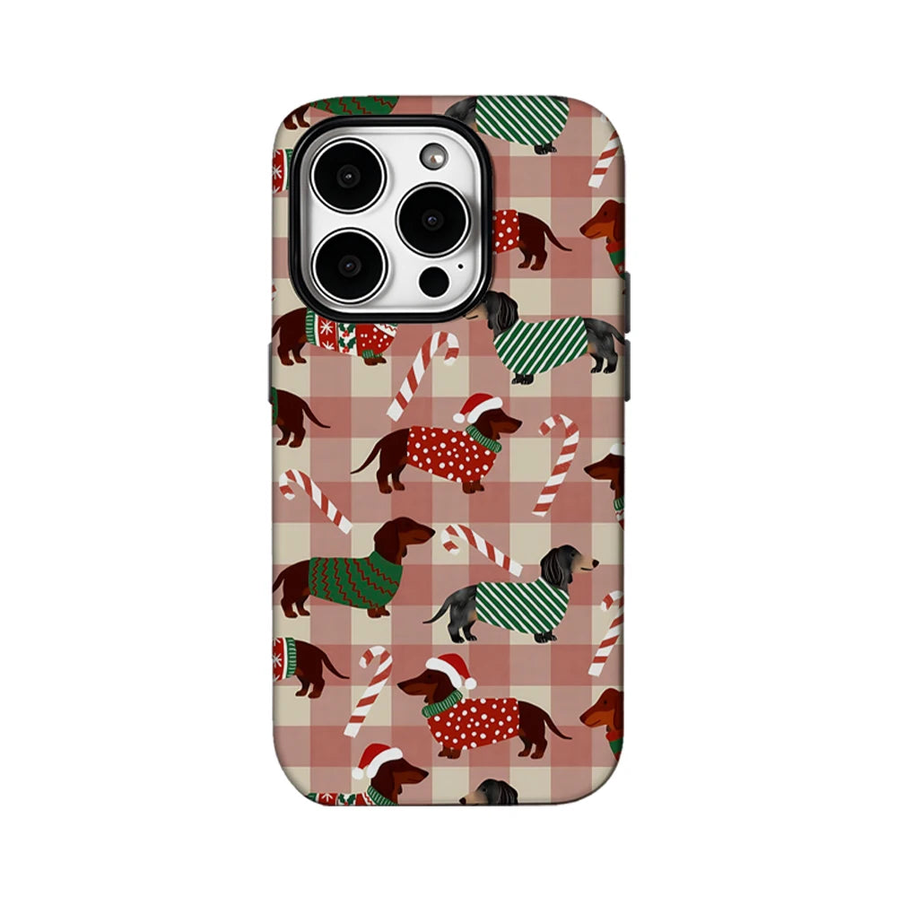 Christmas Dachshund Dog Phone Case for IPhone 16 15 14 13 12 11 X XS XR XSMAX 7 8 Pro Max Plus Double-layer Back Cover