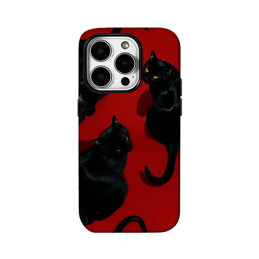 Red and Black Gaze Phone Case for IPhone 16 15 14 13 12 11 X XS XR XSMAX 7 8 Pro Max Plus Double-layer Back Cover
