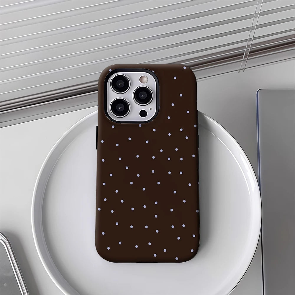 Brown with Light Purple Dots IPhone17 Must-Haves Phone Case for IPhone 17 16 15 14 13 12 Pro Max Plus Double-layer Back Cover