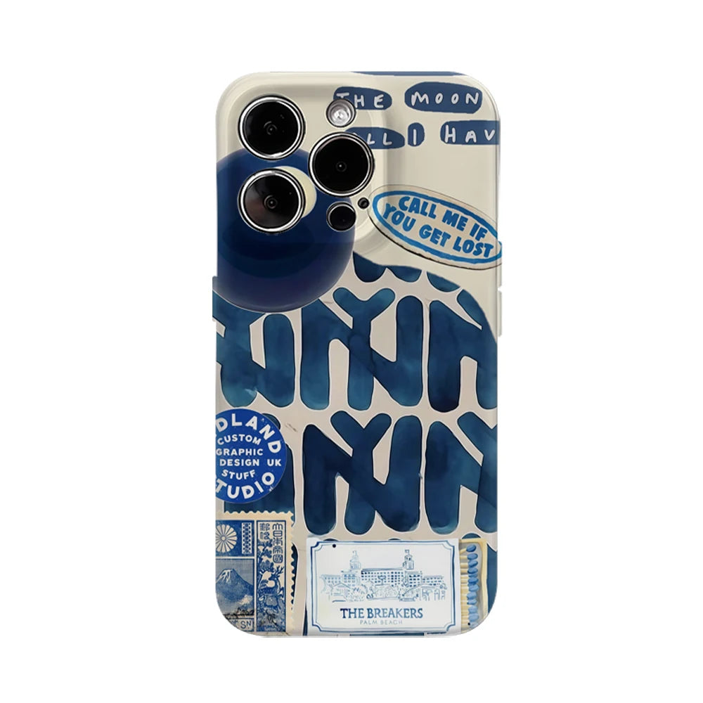 Fragments of Blues Art Phone Case for IPhone 16 15 14 13 12 11 X XS XR XSMAX 7 8 Pro Max Plus Double-layer Back Cover