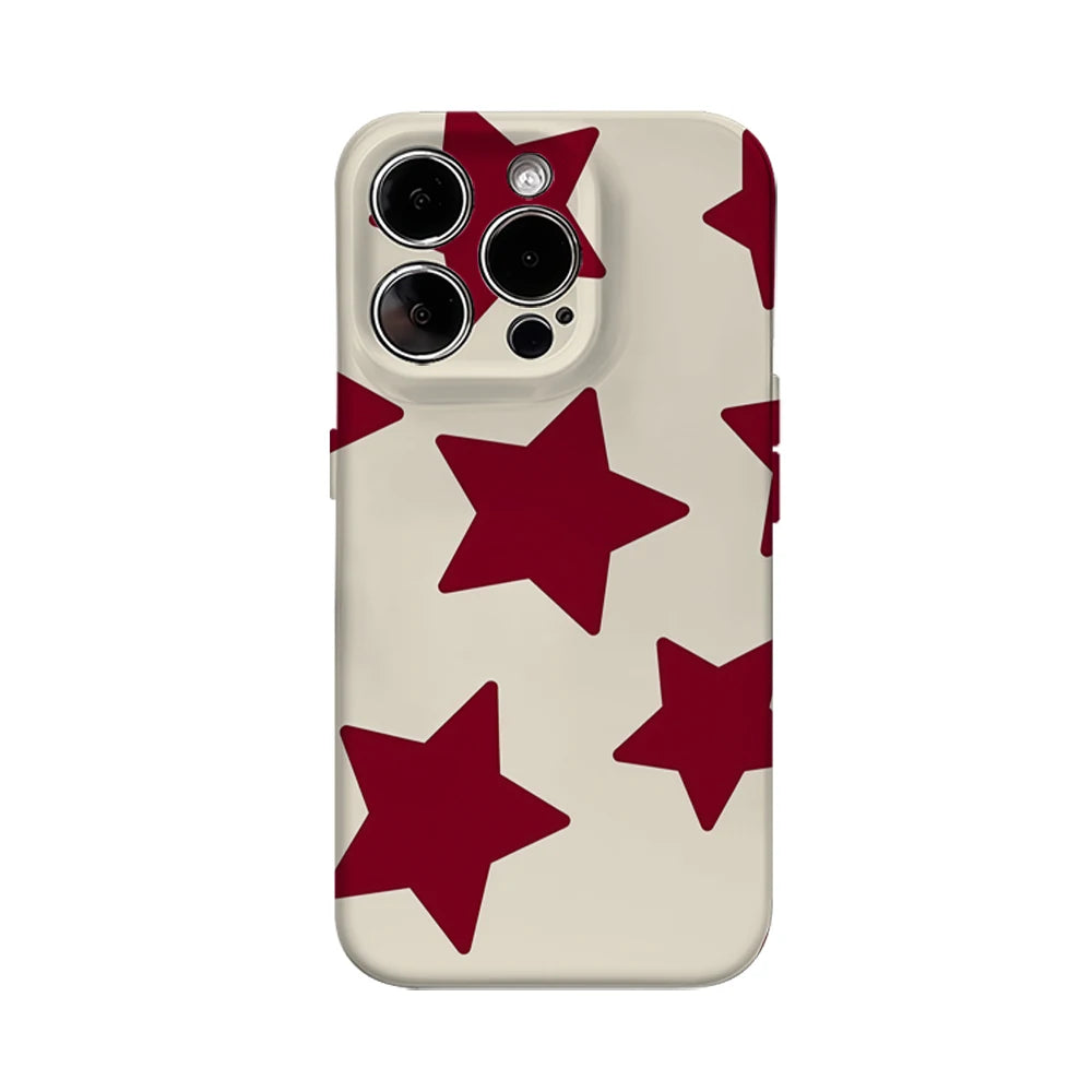 Cream Red Heart Phone Case for IPhone 16 15 14 13 12 11 X XS XR XSMAX 7 8 Pro Max Plus Double-layer Back Cover