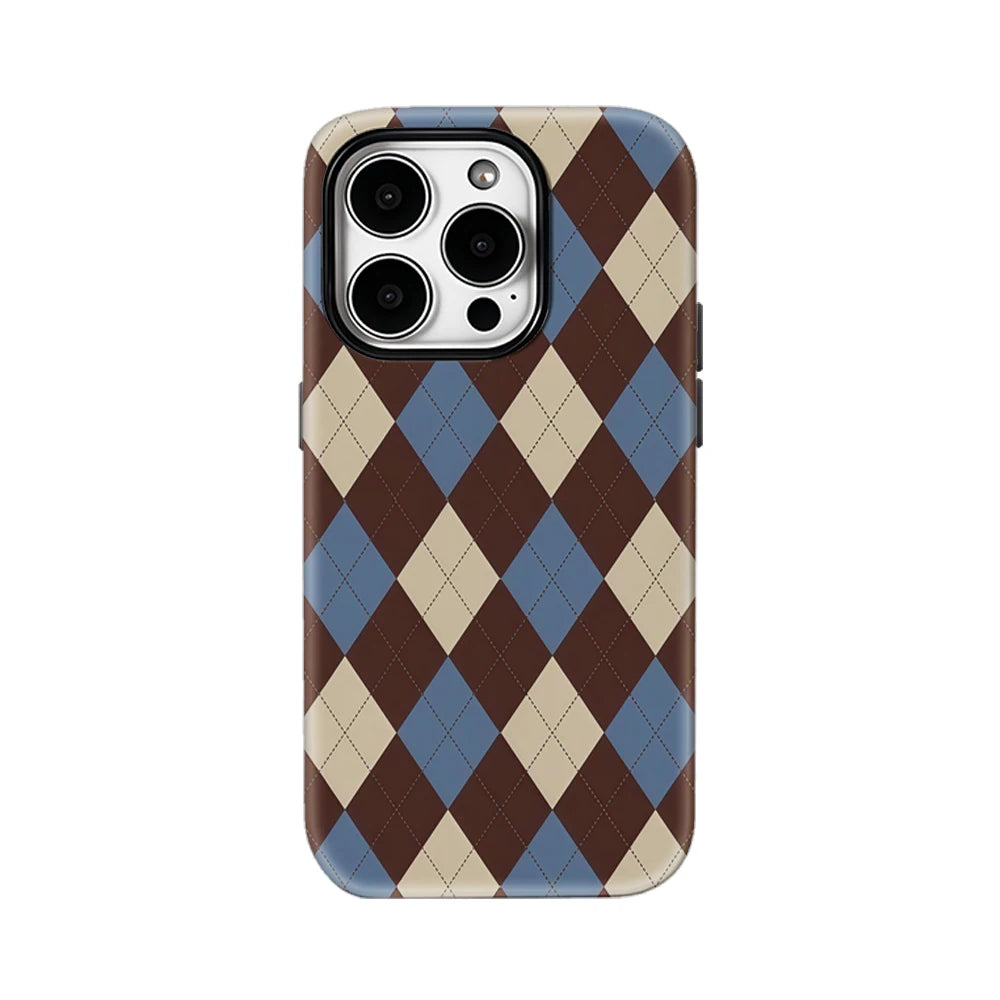 Vintage Diamond Plaid IPhone17 Must-Haves Phone Case for IPhone 17 16 15 14 13 12 Pro Max Plus Double-layer Back Cover