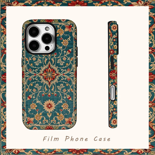 Retro Turkish Persian Style Phone Case for IPhone 16 15 14 13 12 11 X XS XR XSMAX 7 8 Pro Max Plus Double-layer Back Cover