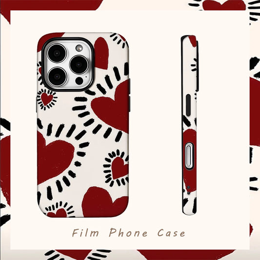 Illustration Love Phone Case for IPhone 16 15 14 13 12 11 X XS XR XSMAX 7 8 Pro Max Plus Double-layer Back Cover