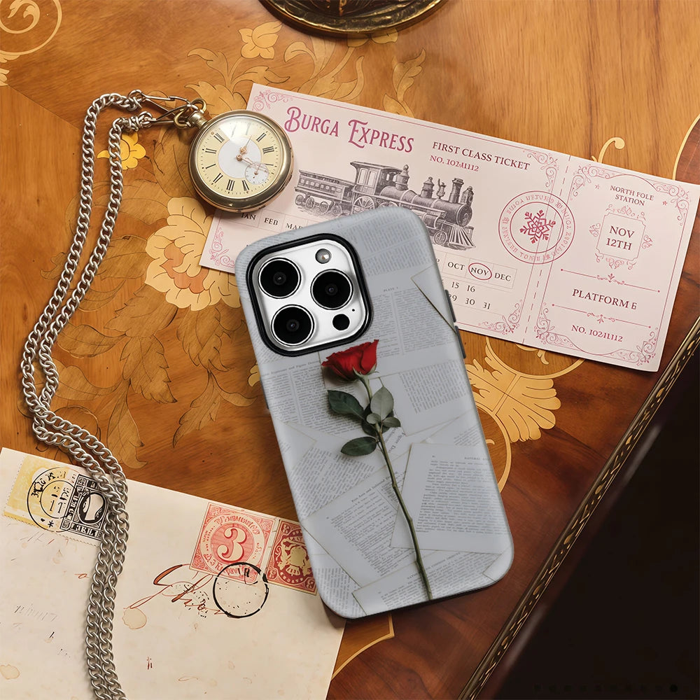 Roses and Pages Phone Case for IPhone 16 15 14 13 12 11 X XS XR XSMAX 7 8 Pro Max Plus Double-layer Back Cover