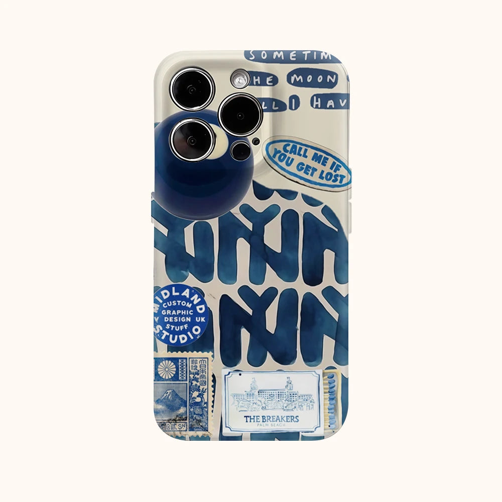 Fragments of Blues Art Phone Case for IPhone 16 15 14 13 12 11 X XS XR XSMAX 7 8 Pro Max Plus Double-layer Back Cover