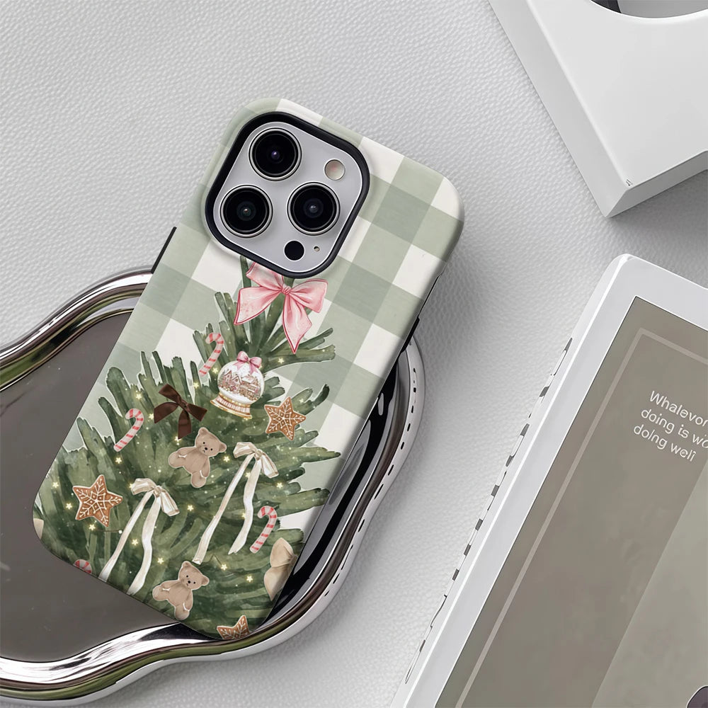 Christmas Tree Green Checkerboard IPhone17 Must-Haves Phone Case for IPhone 17 16 15 14 13 Pro Max Plus Double-layer Back Cover