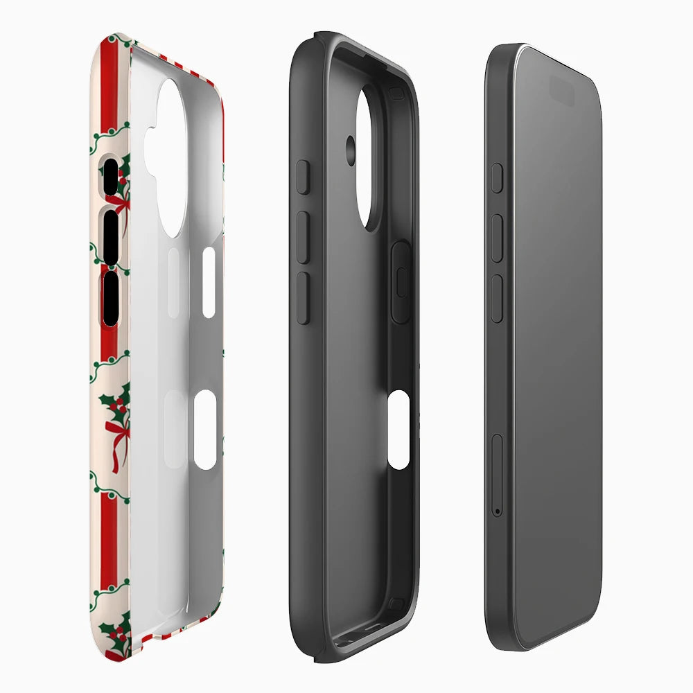 Christmas Holly Red White Stripes IPhone17 Must-Haves Phone Case for IPhone 17 16 15 14 13 Pro Max Plus Double-layer Back Cover