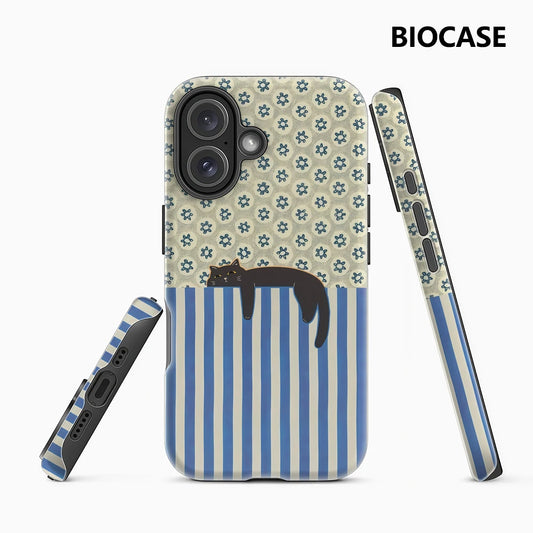 Cat with Blue and White Stripes IPhone17 Must-Haves Phone Case for IPhone 17 16 15 14 13 12 Pro Max Plus Double-layer Back Cover