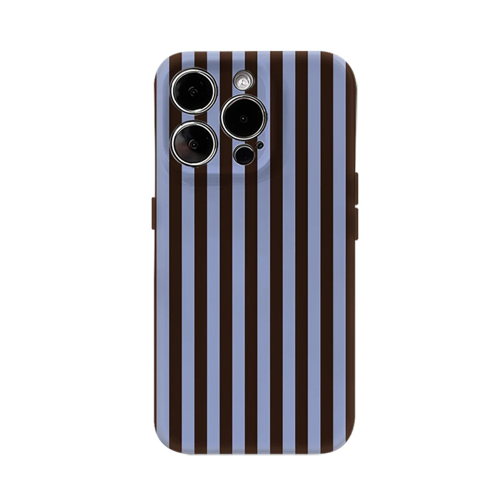 Contrasting Brown Blue Stripes IPhone17 Must-Haves Phone Case for IPhone 17 16 15 14 13 12 Pro Max Plus Double-layer Back Cover