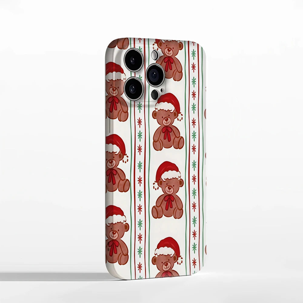 Christmas Teddy Bear Stripes IPhone17 Must-Haves Phone Case for IPhone 17 16 15 14 13 12 Pro Max Plus Double-layer Back Cover