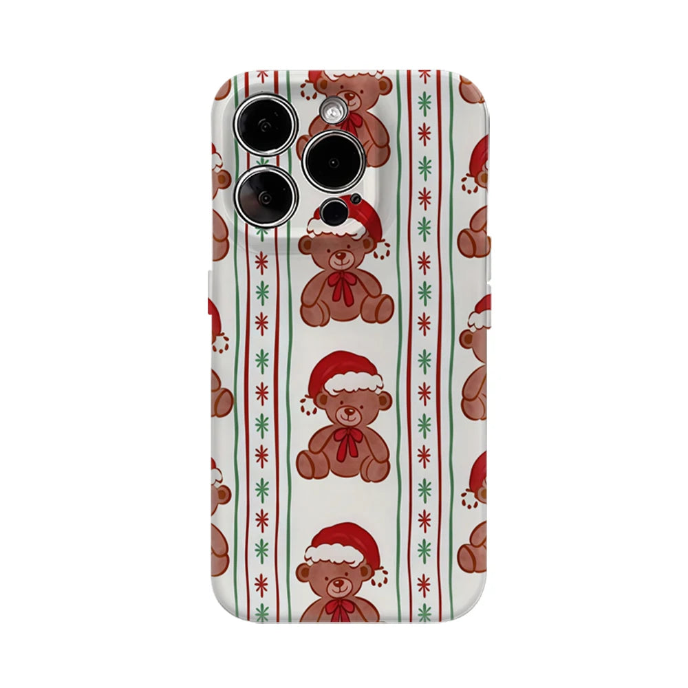 Christmas Teddy Bear Stripes IPhone17 Must-Haves Phone Case for IPhone 17 16 15 14 13 12 Pro Max Plus Double-layer Back Cover