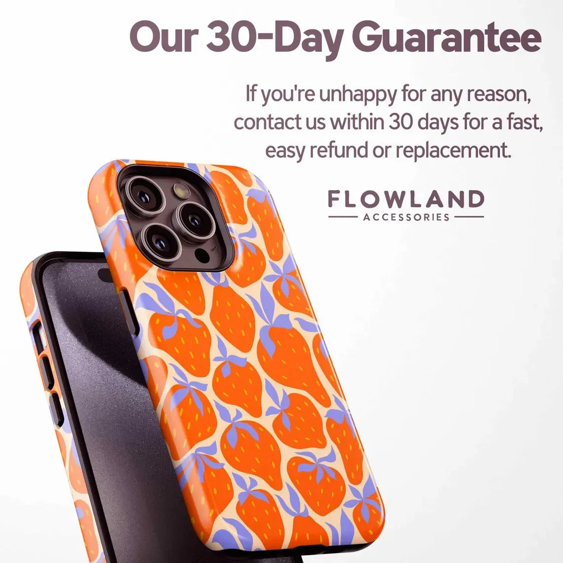 Luxury Orange Strawberry Design Phone Case for iPhone 17 16 15 14 13 12 11 7 8 Air Pro Max Plus Luxury Double-layer Back Cover
