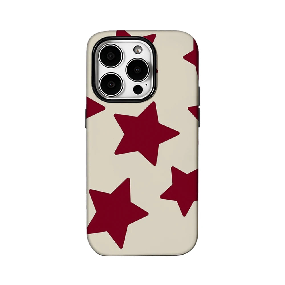 Cream Red Heart Phone Case for IPhone 16 15 14 13 12 11 X XS XR XSMAX 7 8 Pro Max Plus Double-layer Back Cover
