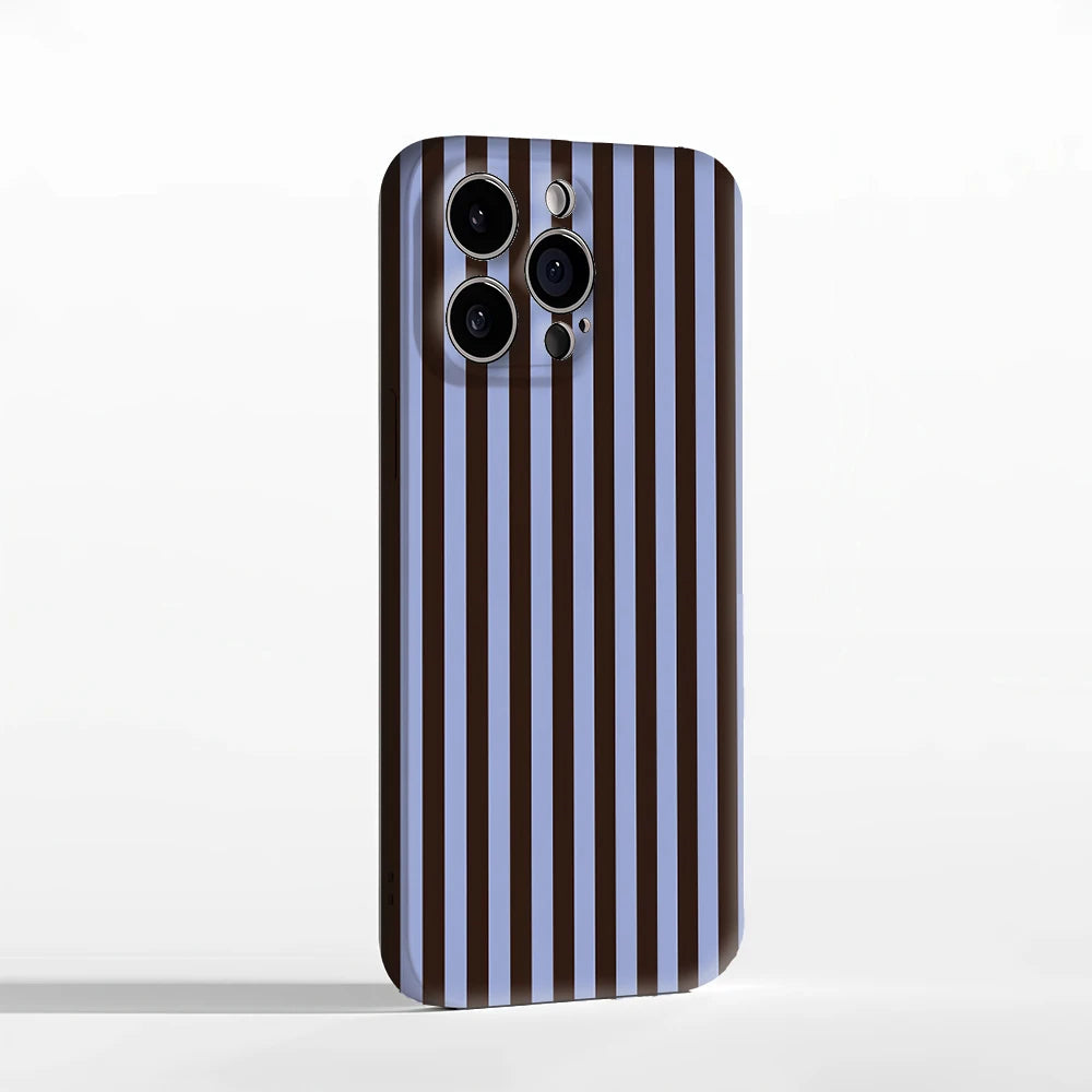 Contrasting Brown Blue Stripes IPhone17 Must-Haves Phone Case for IPhone 17 16 15 14 13 12 Pro Max Plus Double-layer Back Cover