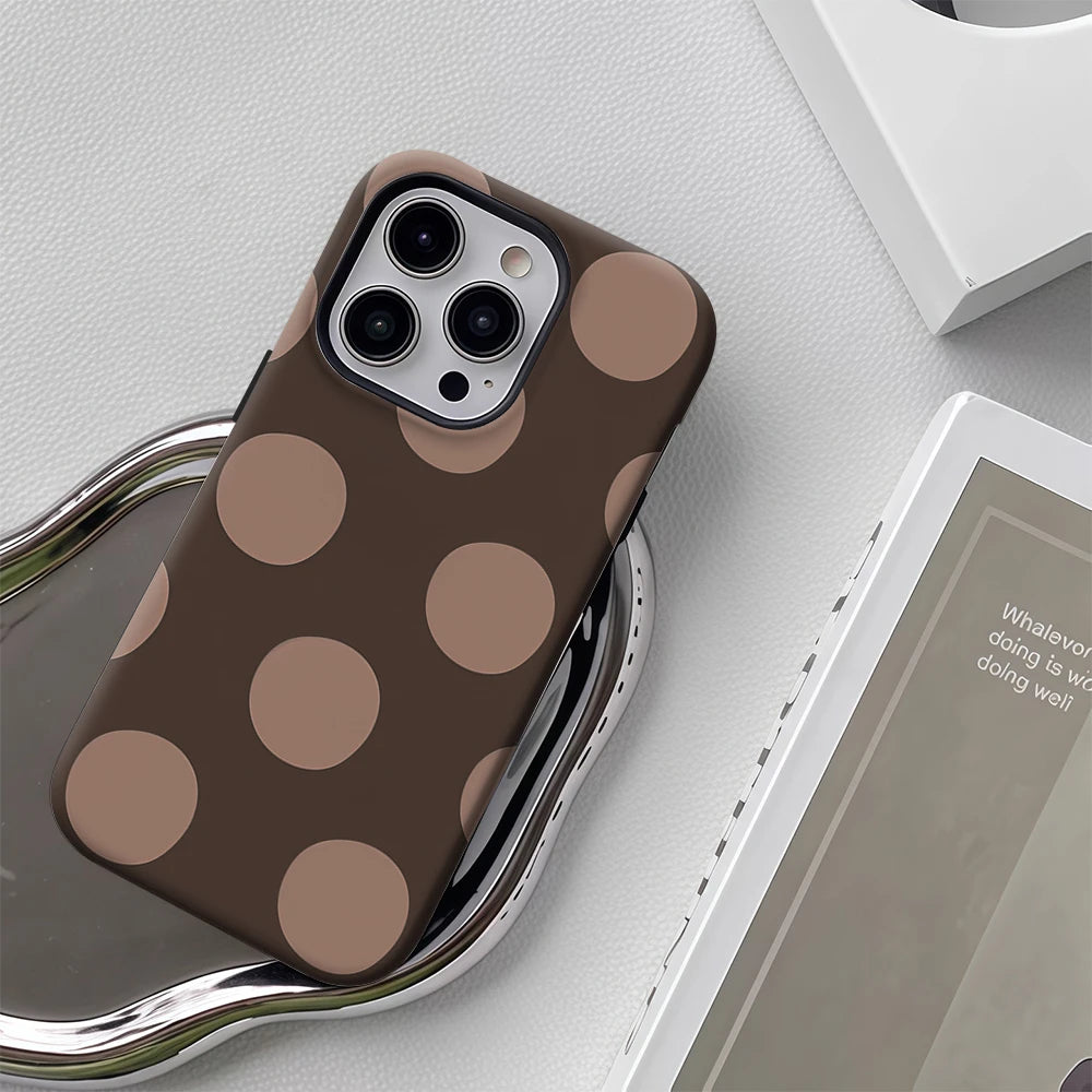 Brown Background with Dots IPhone17 Must-Haves Phone Case for IPhone 17 16 15 14 13 12 Pro Max Plus Double-layer Back Cover
