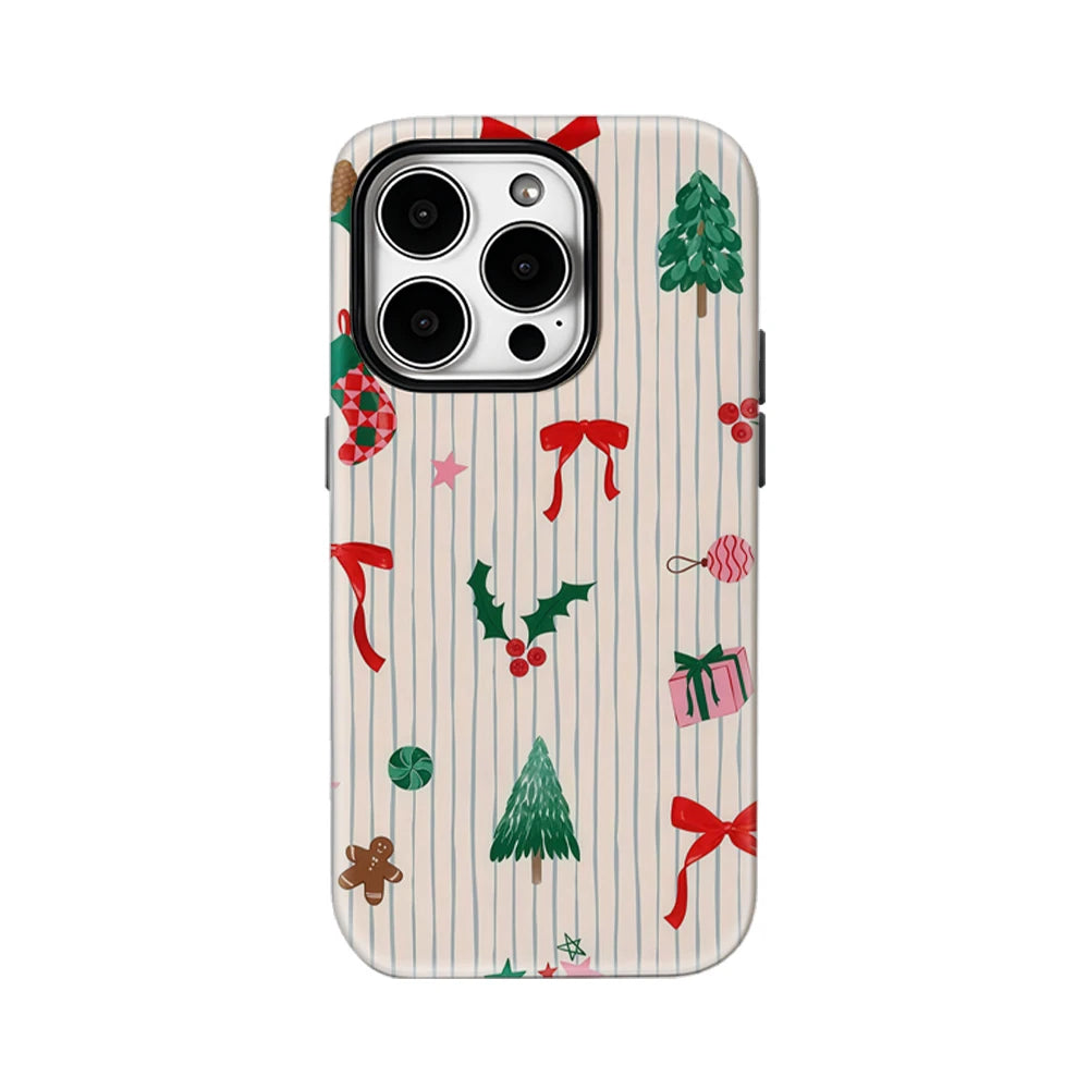 Christmas Elements Stripes IPhone17 Must-Haves Phone Case for IPhone 17 16 15 14 13 12 Pro Max Plus Double-layer Back Cover