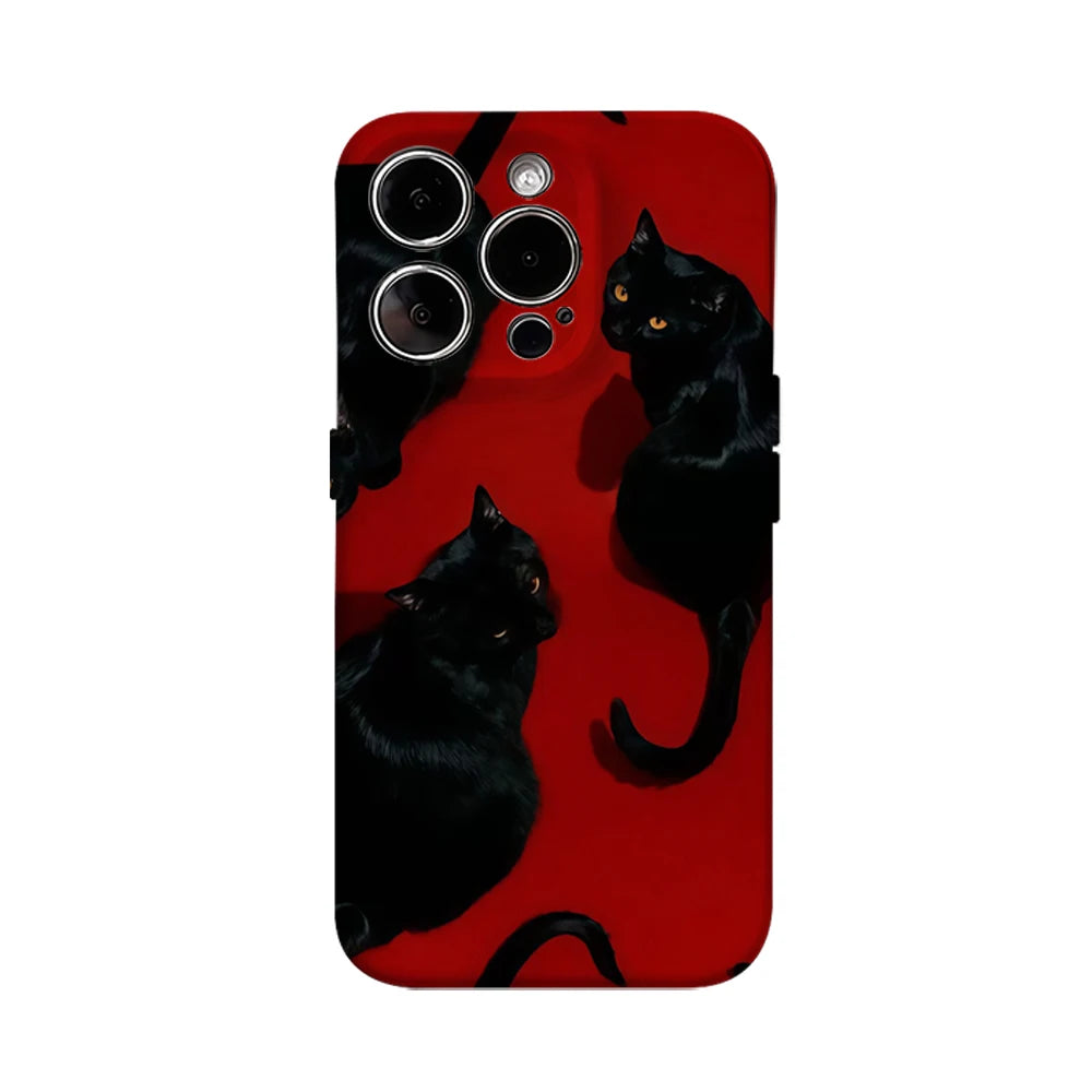 Red and Black Gaze Phone Case for IPhone 16 15 14 13 12 11 X XS XR XSMAX 7 8 Pro Max Plus Double-layer Back Cover