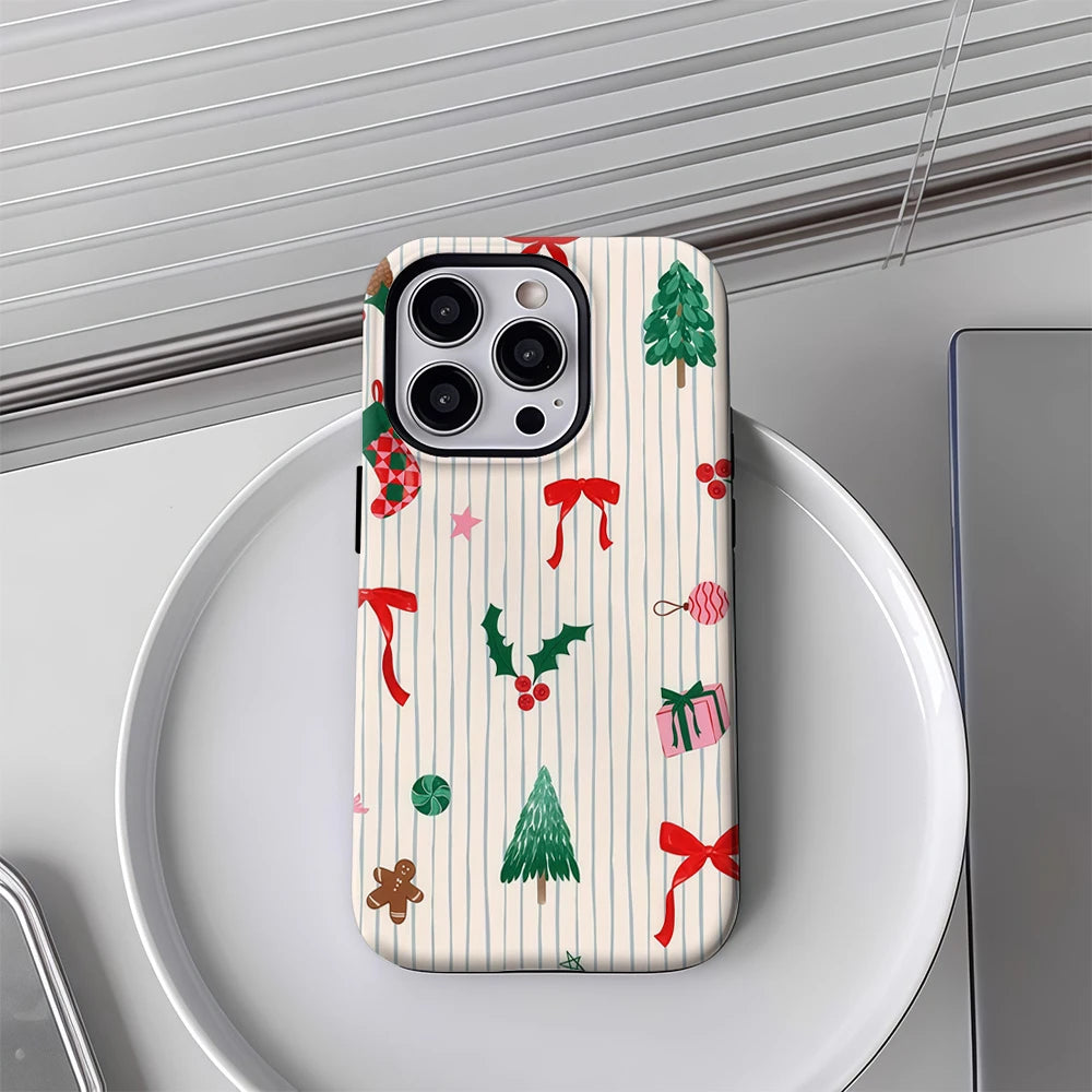 Christmas Elements Stripes IPhone17 Must-Haves Phone Case for IPhone 17 16 15 14 13 12 Pro Max Plus Double-layer Back Cover